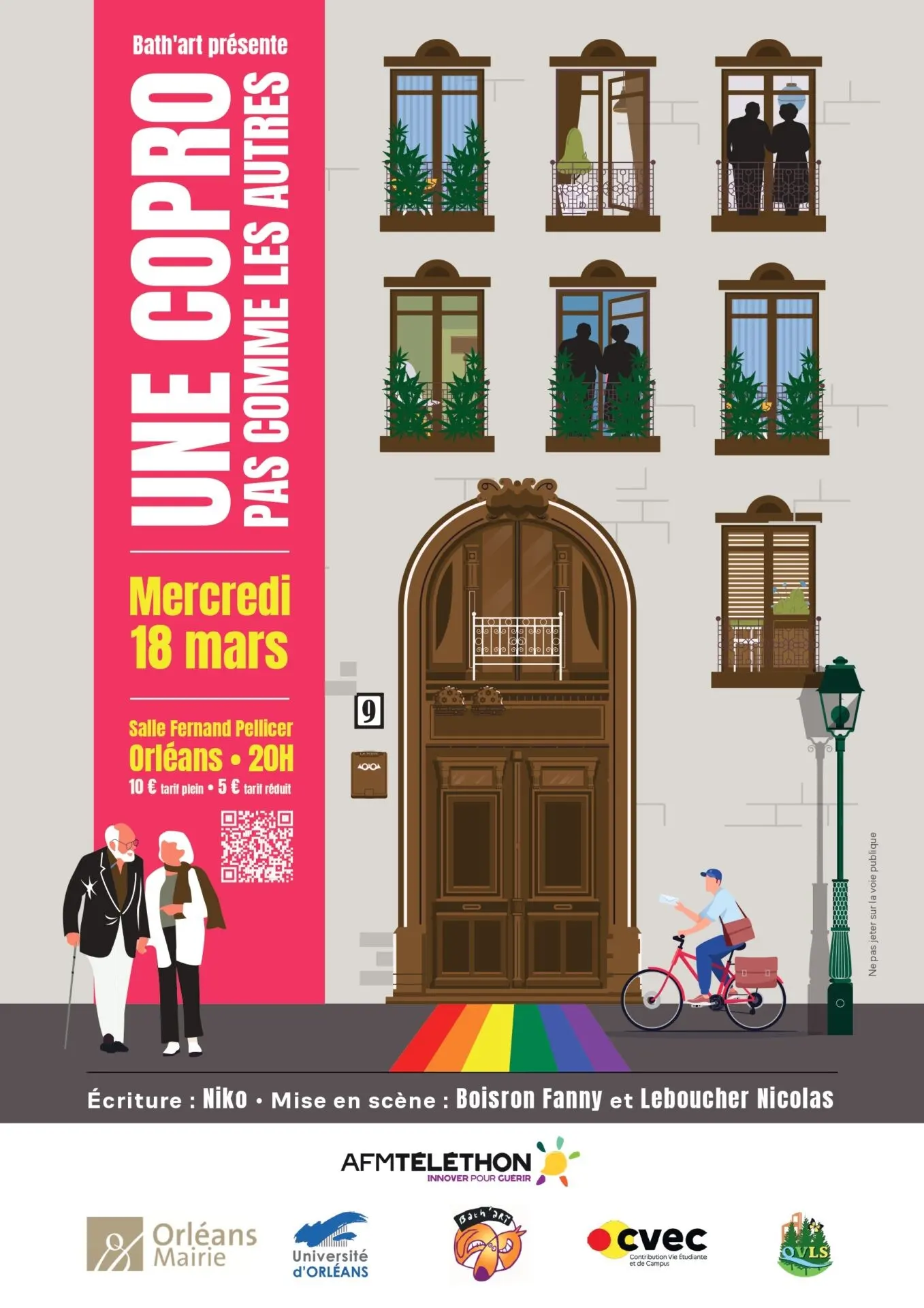 Affiche de la représentation du 18 mars 2026 à la salle Fernand Pellicer, au profit du Téléthon.